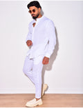 Ensemble pantalon et chemise à col rond