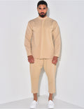 Ensemble pantalon et chemise à col rond