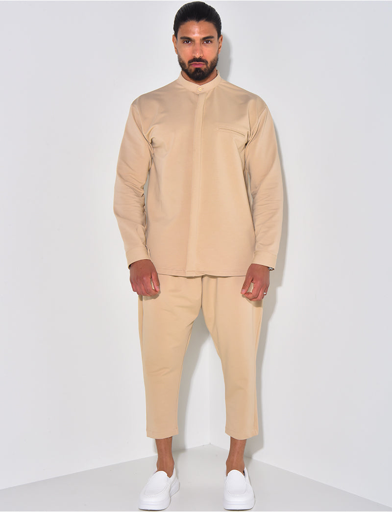 Ensemble pantalon et chemise à col rond