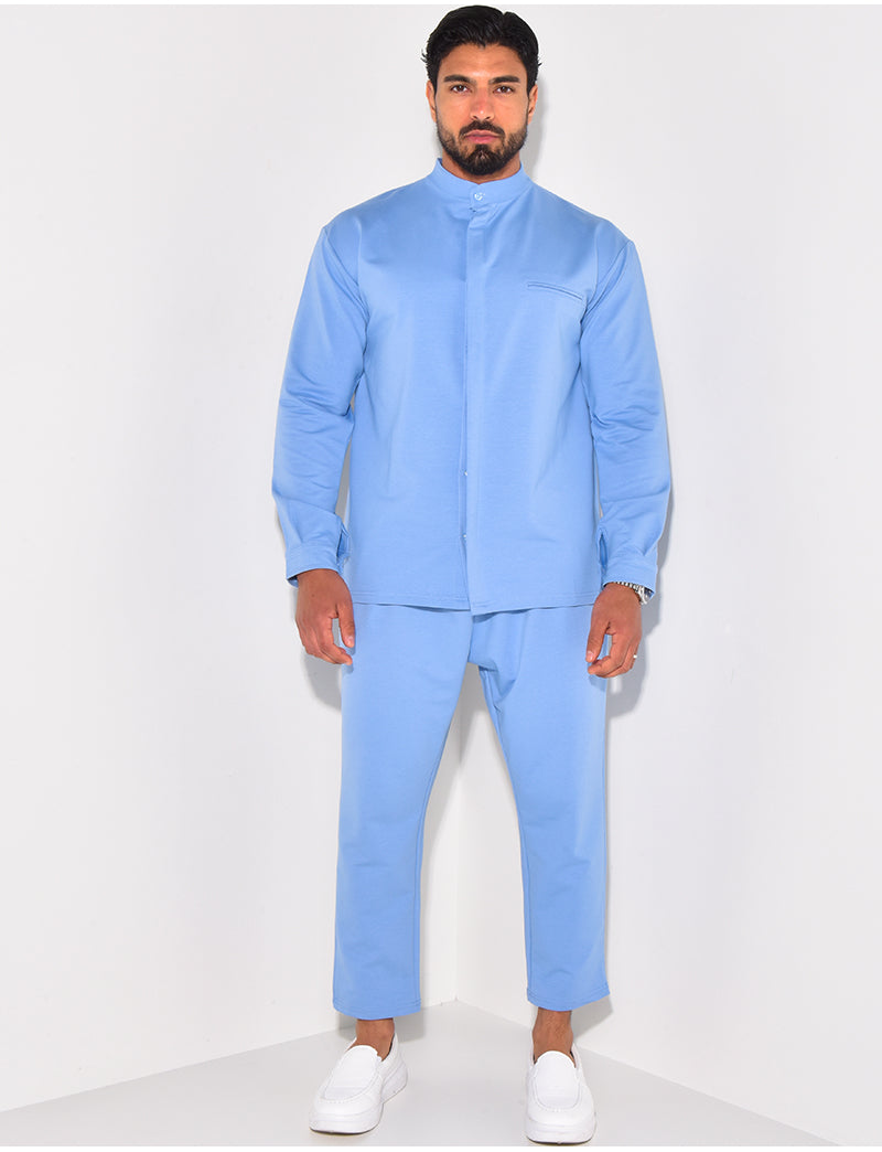 Ensemble pantalon et chemise à col rond