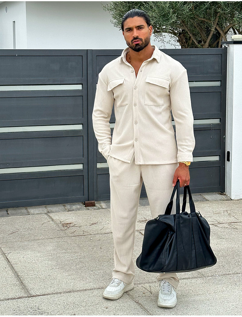 Ensemble pantalon et chemise à poches côtelé