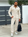 Ensemble pantalon et chemise à poches côtelé
