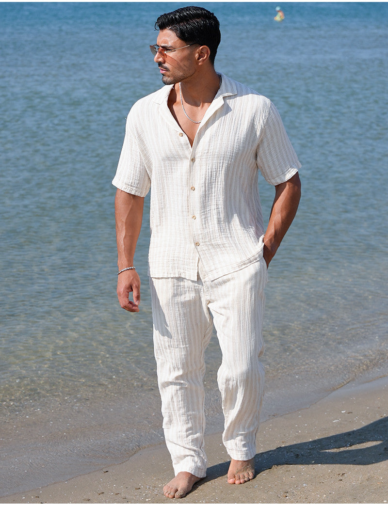 Ensemble pantalon et chemise à rayures