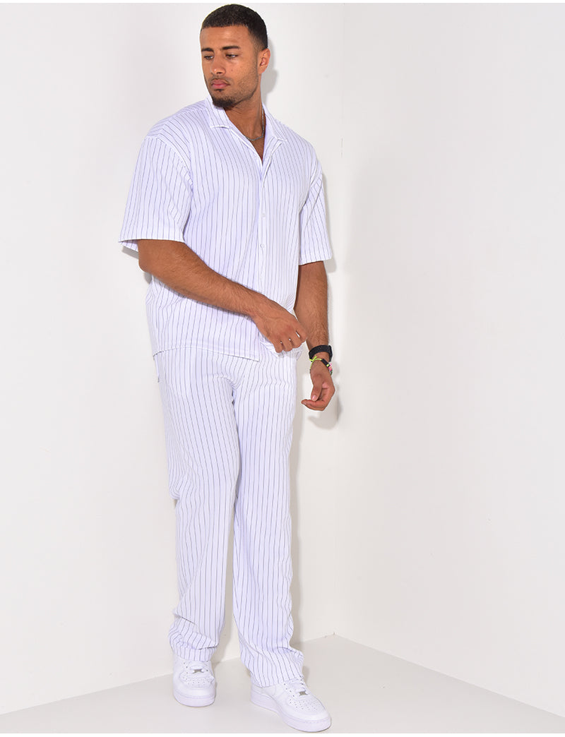 Ensemble pantalon et chemise à rayures