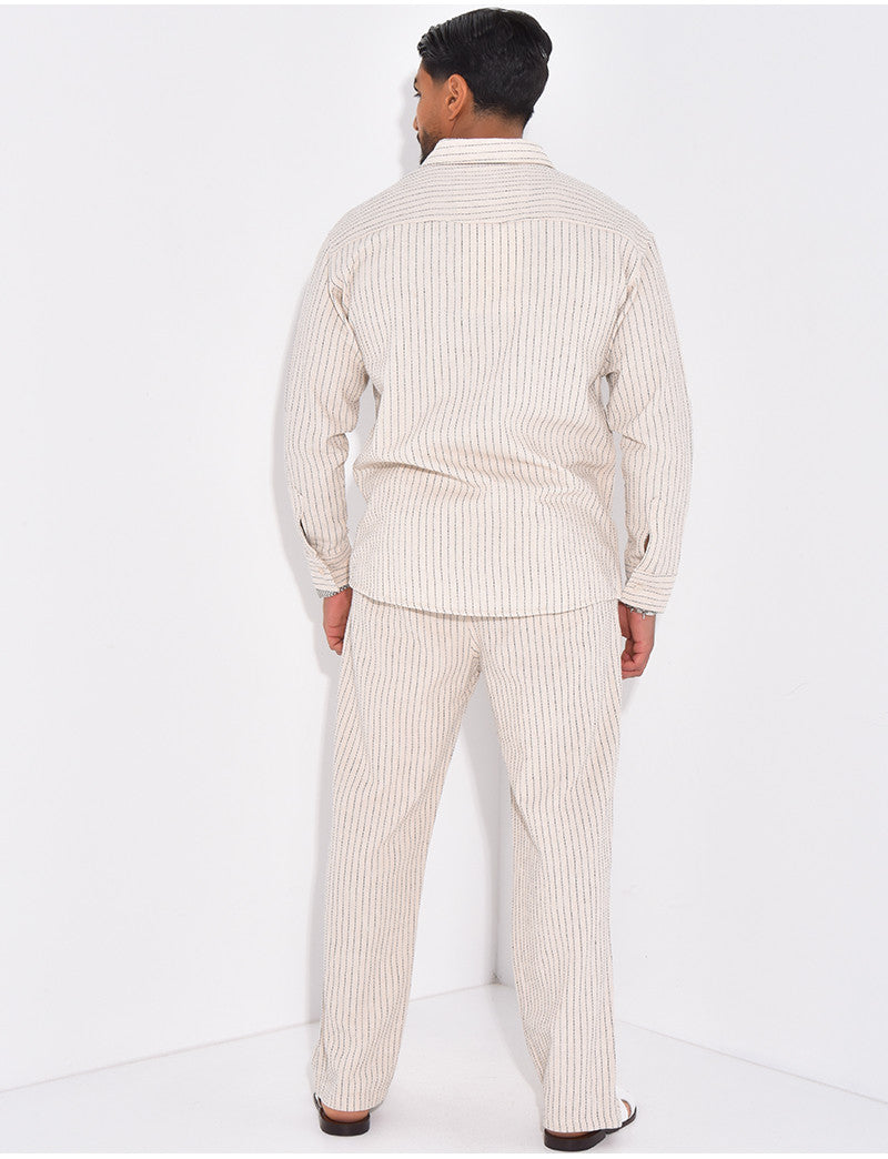 Ensemble pantalon et chemise à rayures