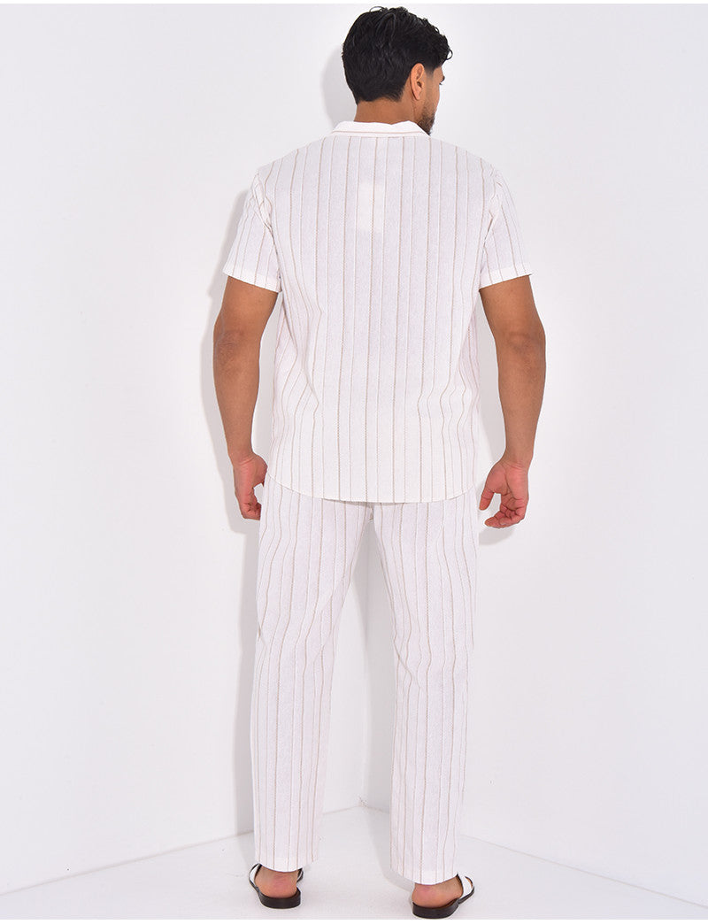 Ensemble pantalon et chemise à rayures