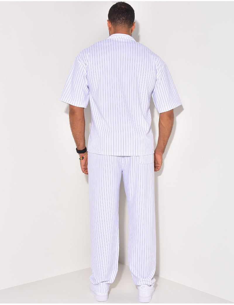 Ensemble pantalon et chemise à rayures