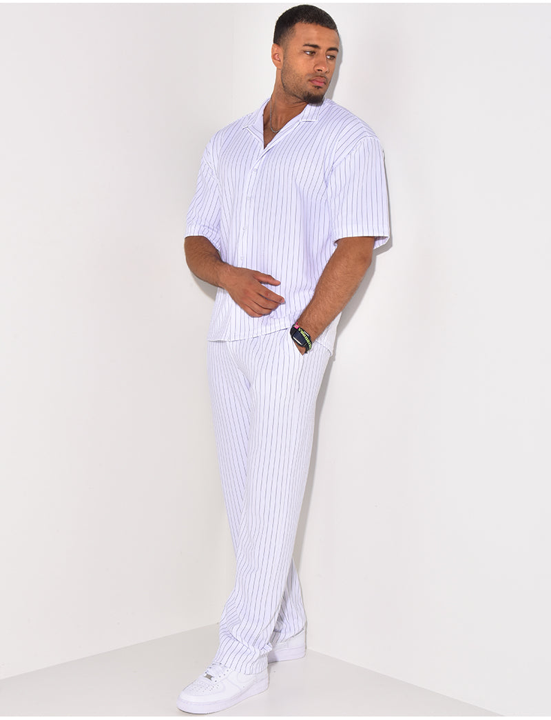 Ensemble pantalon et chemise à rayures