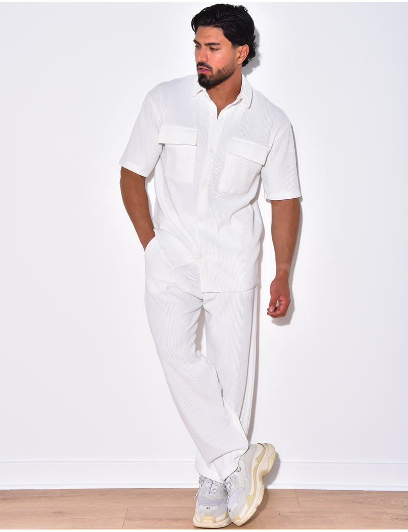 Ensemble pantalon et chemise côtelé