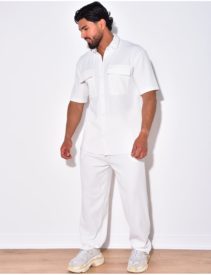 Ensemble pantalon et chemise côtelé