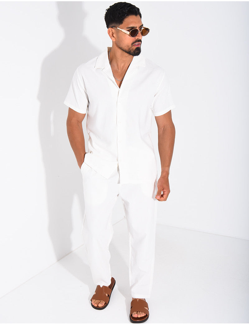 Ensemble pantalon et chemise effet chiné