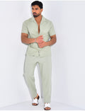 Ensemble pantalon et chemise effet chiné