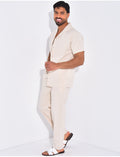 Ensemble pantalon et chemise effet chiné
