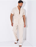 Ensemble pantalon et chemise effet chiné