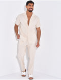 Ensemble pantalon et chemise effet chiné