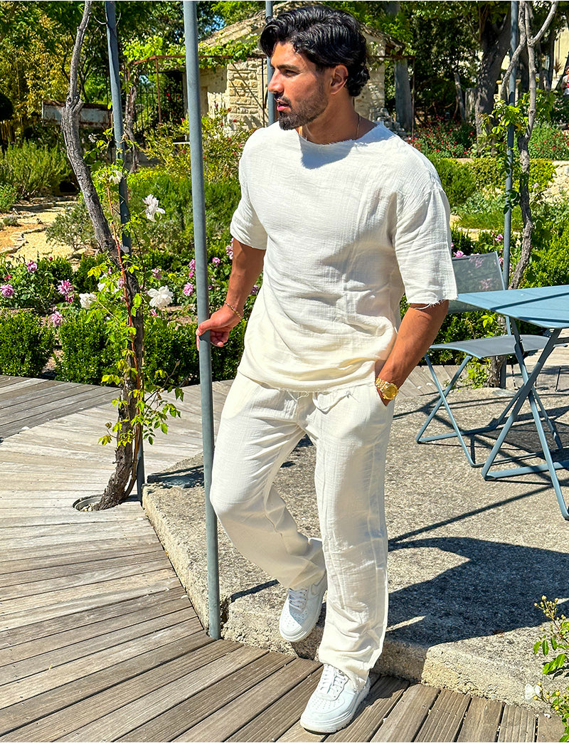Ensemble pantalon et T-shirt effet décousu