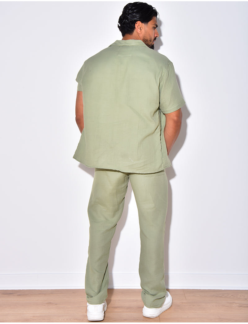 Ensemble pantalon et chemise en coton