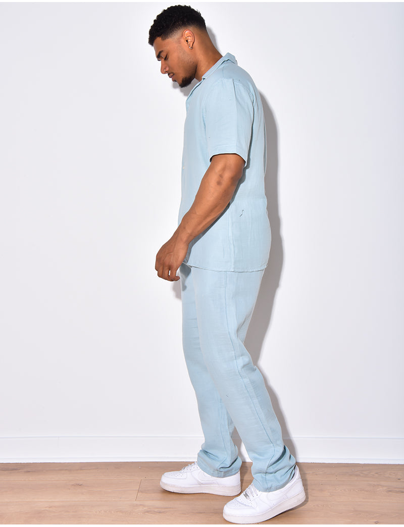 Ensemble pantalon et chemise en coton
