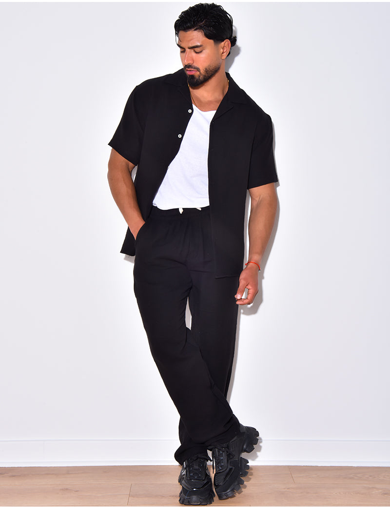Ensemble pantalon et chemise en coton