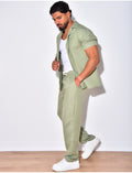 Ensemble pantalon et chemise en coton