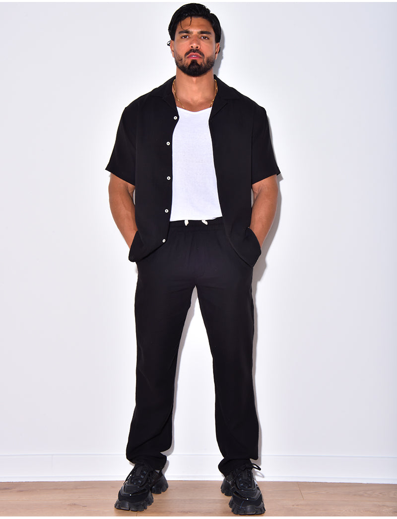 Ensemble pantalon et chemise en coton