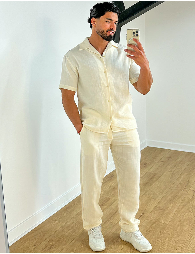 Ensemble pantalon et chemise en coton