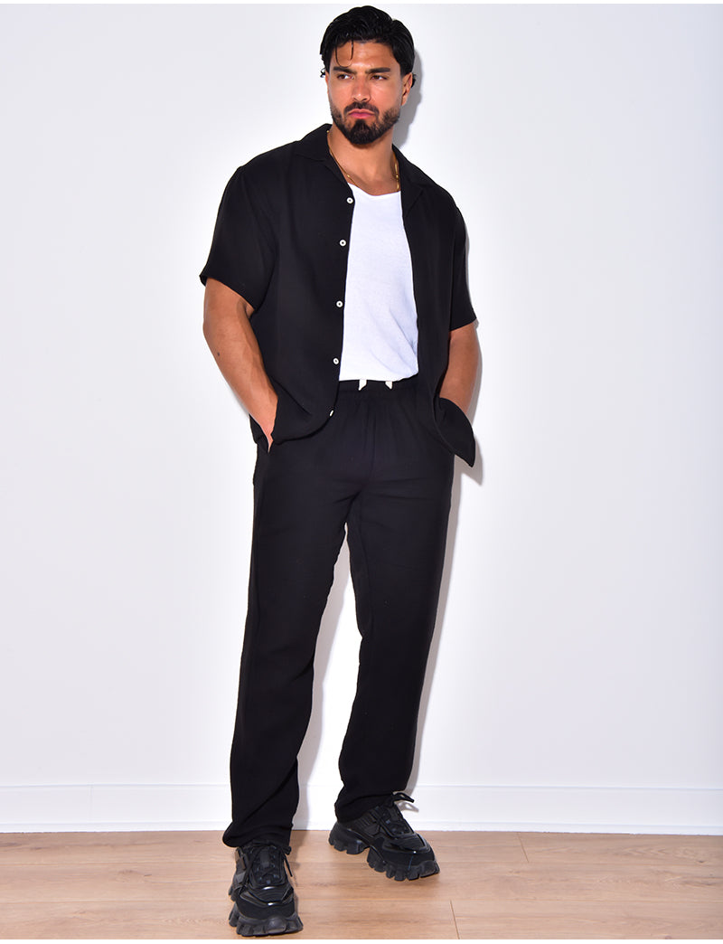 Ensemble pantalon et chemise en coton