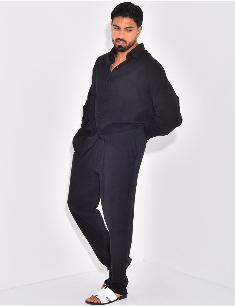 Ensemble pantalon et chemise gaz de coton