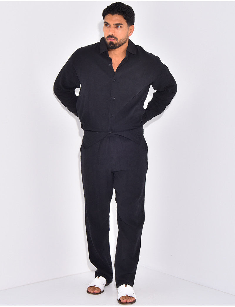 Ensemble pantalon et chemise gaz de coton