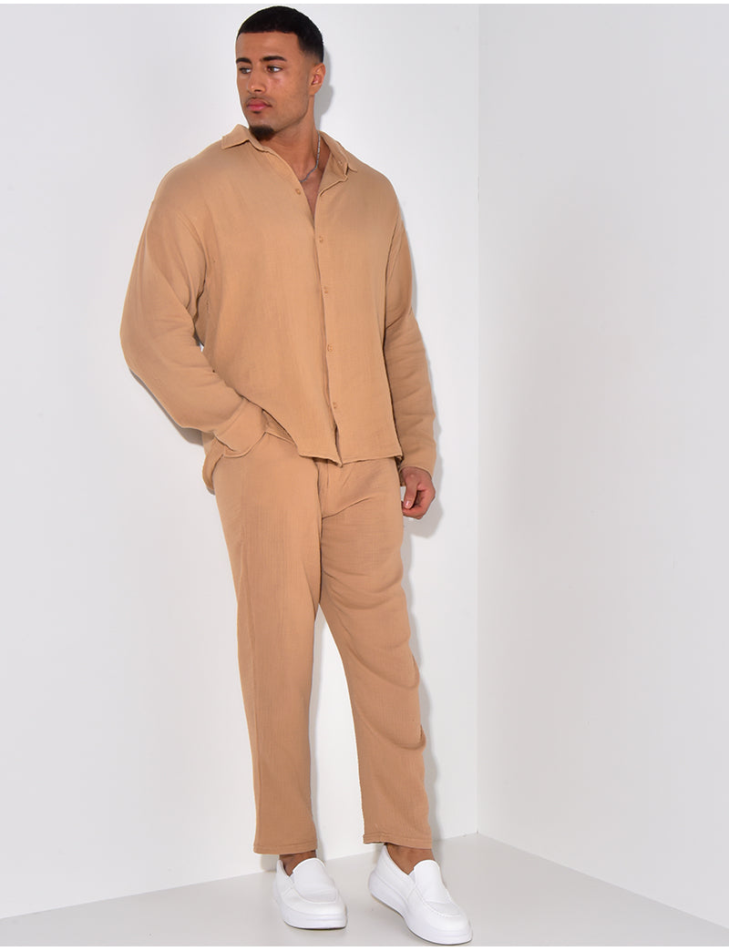 Ensemble pantalon et chemise gaz de coton