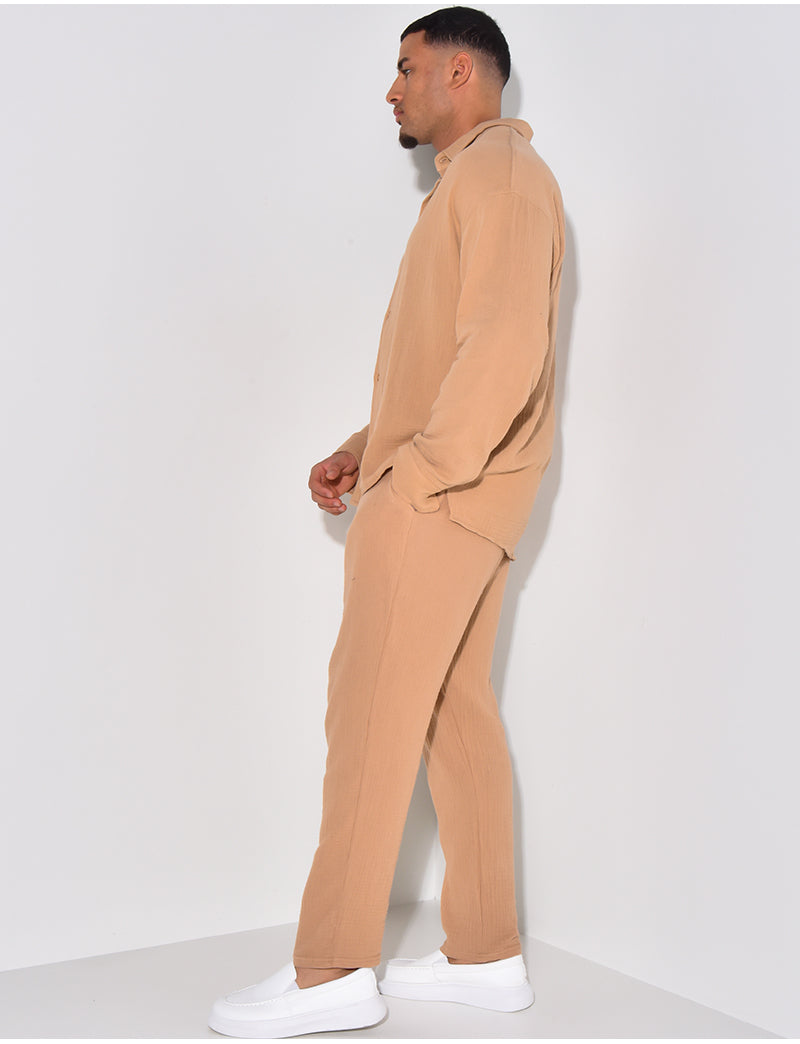 Ensemble pantalon et chemise gaz de coton