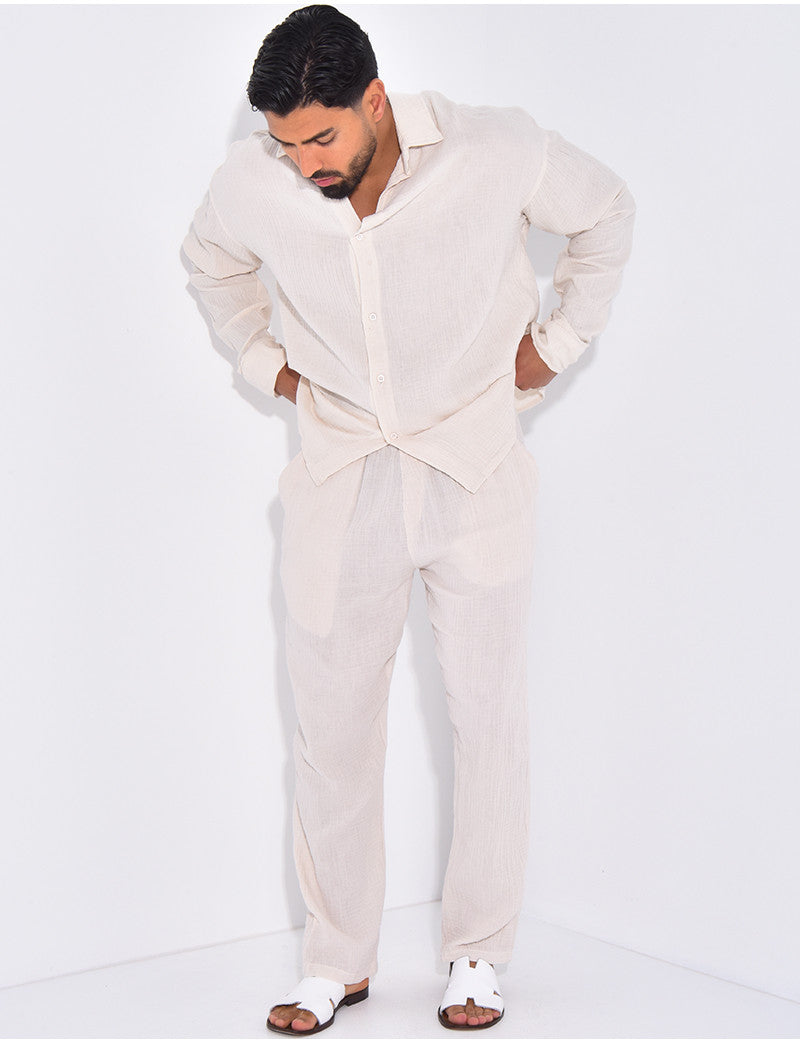 Ensemble pantalon et chemise gaz de coton