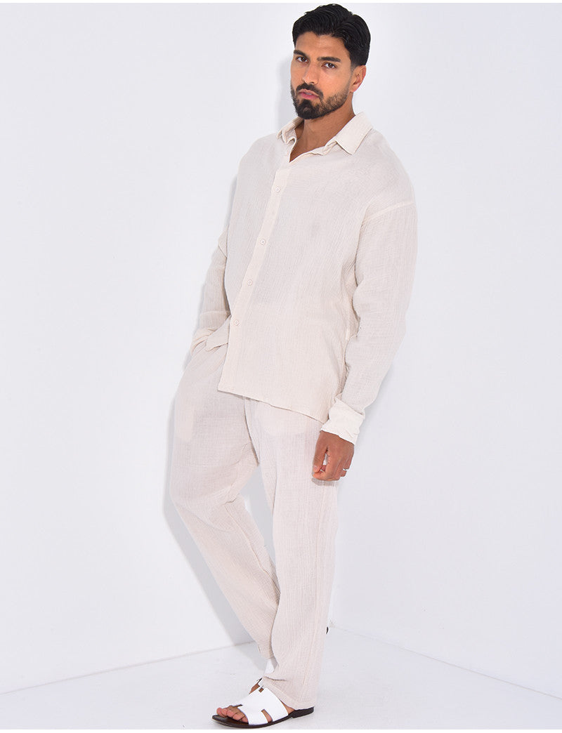 Ensemble pantalon et chemise gaz de coton
