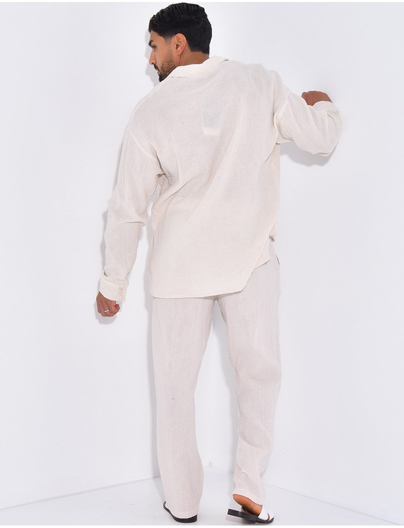 Ensemble pantalon et chemise gaz de coton