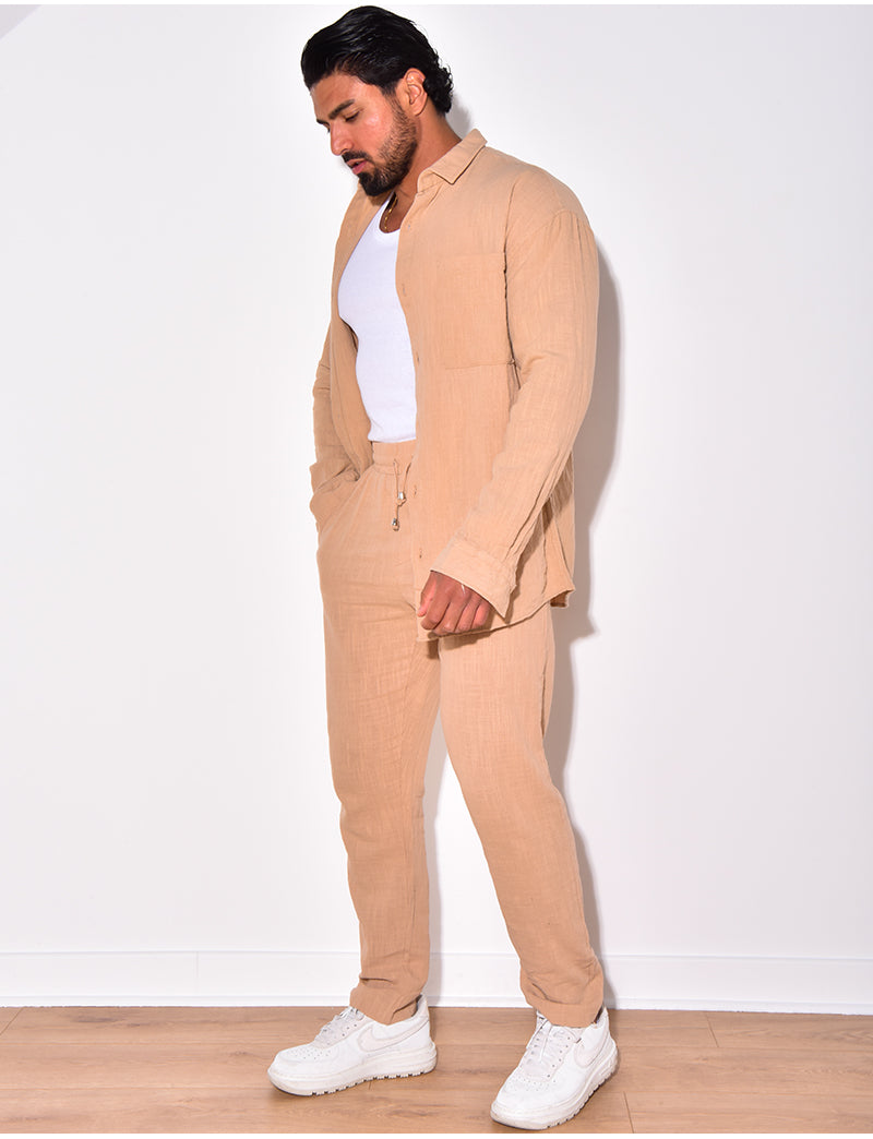 Ensemble pantalon et chemise en lin
