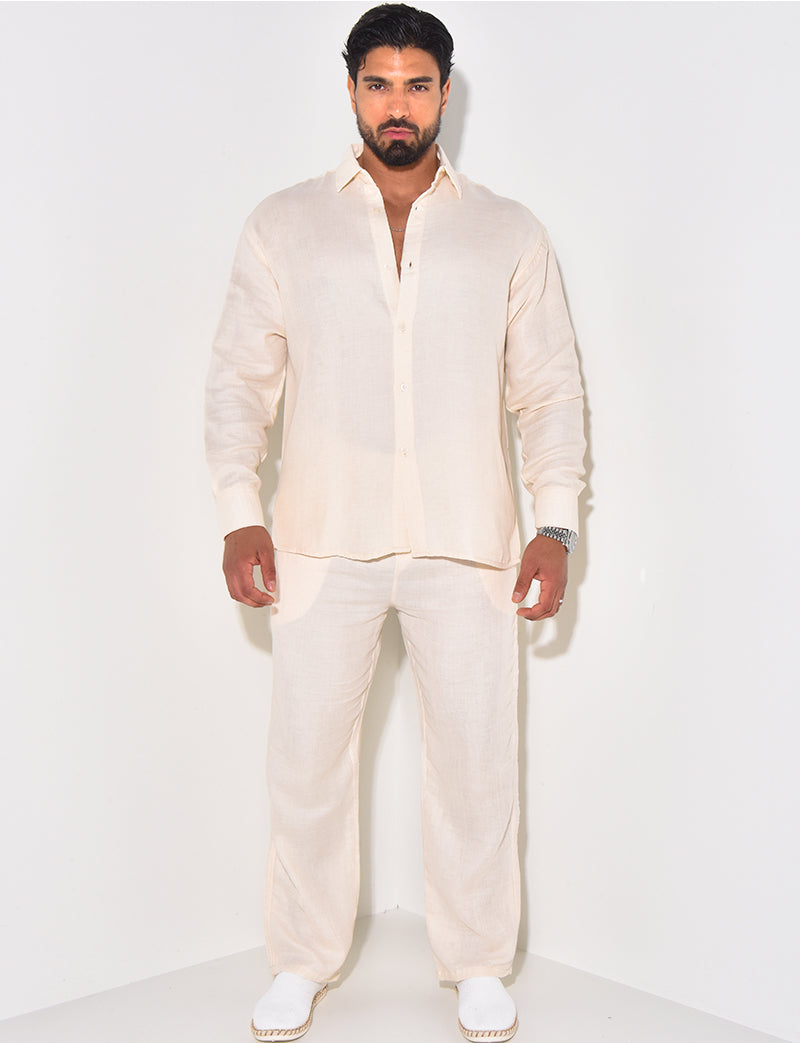 Ensemble pantalon et chemise en lin