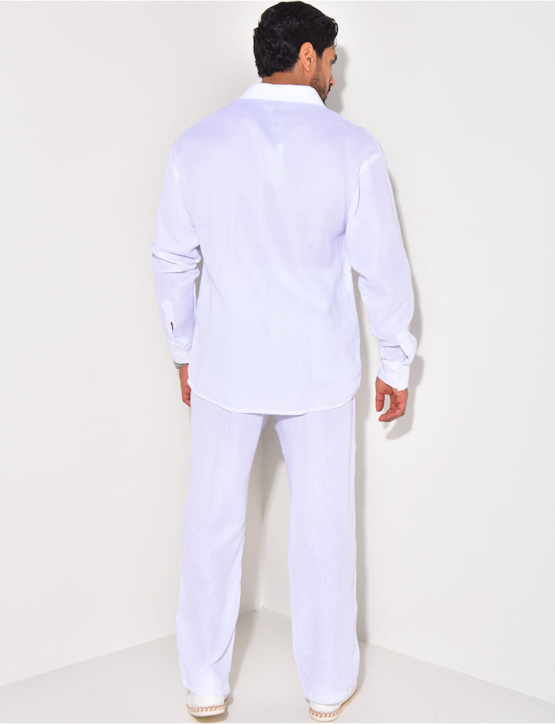 Ensemble pantalon et chemise en lin