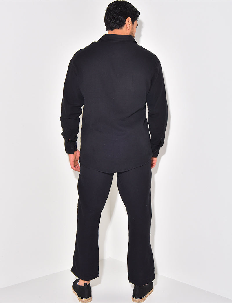 Ensemble pantalon et chemise en lin