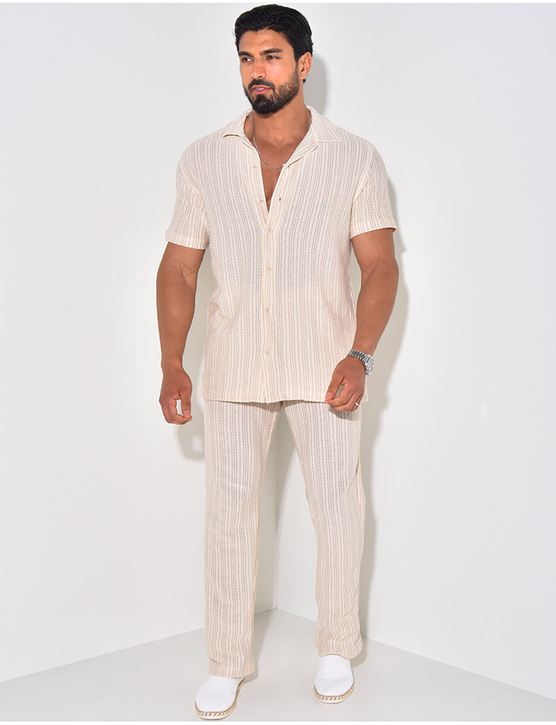 Ensemble pantalon et chemise en lin