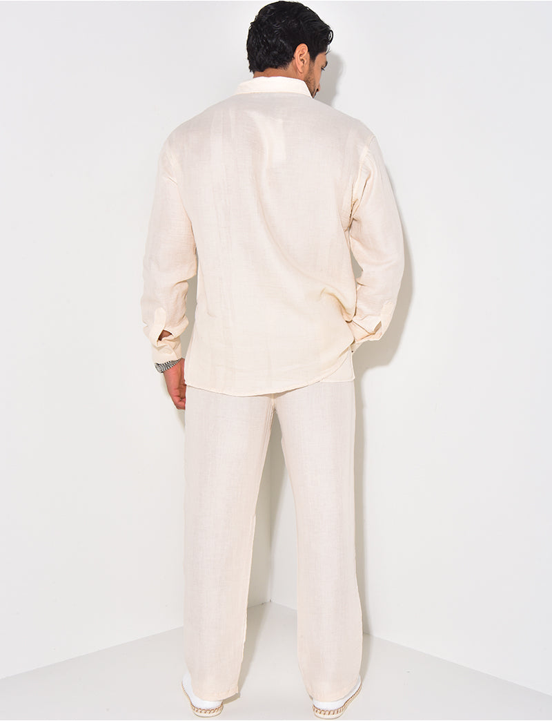 Ensemble pantalon et chemise en lin