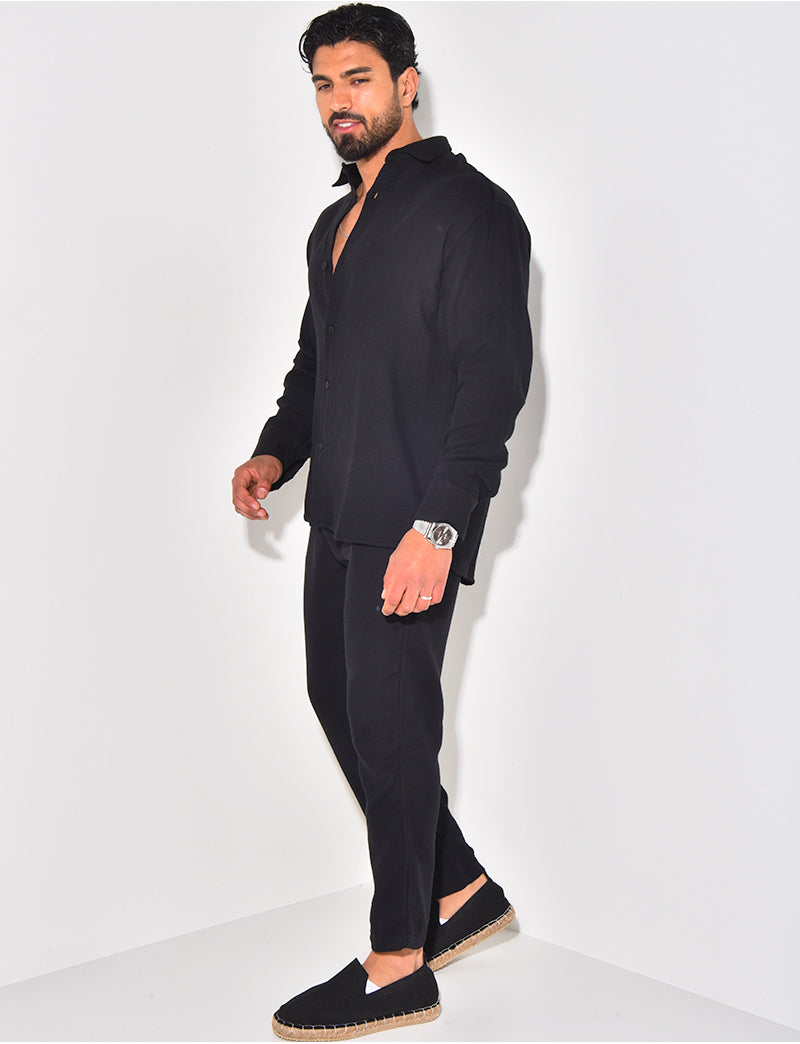 Ensemble pantalon et chemise en lin