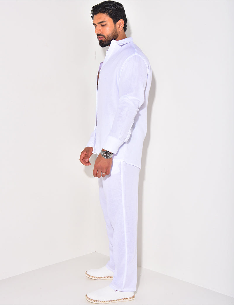 Ensemble pantalon et chemise en lin