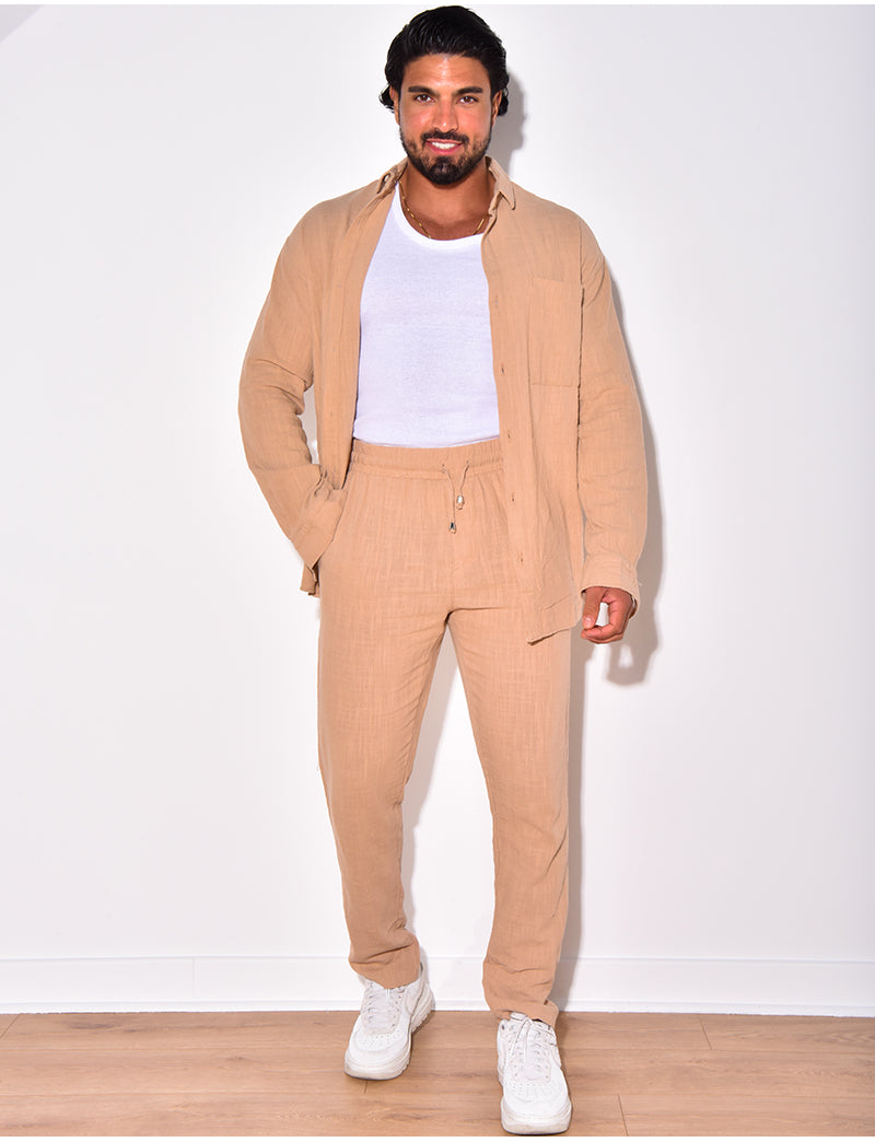 Ensemble pantalon et chemise en lin
