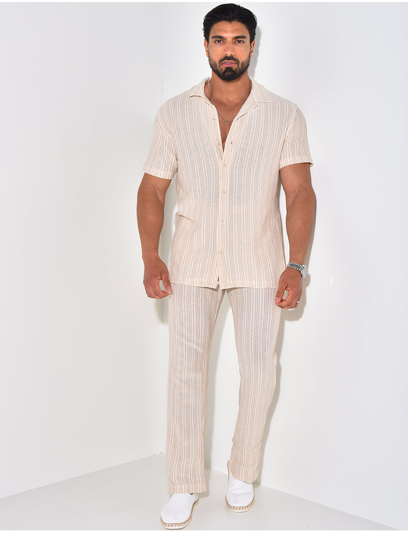 Ensemble pantalon et chemise en lin