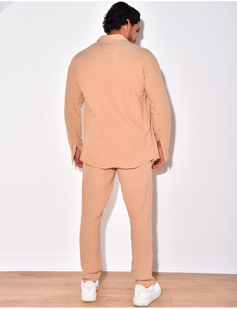 Ensemble pantalon et chemise en lin