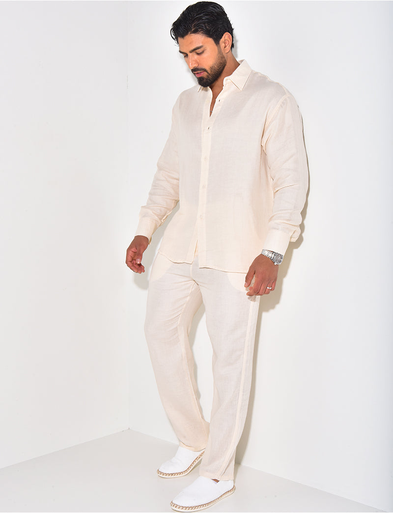 Ensemble pantalon et chemise en lin