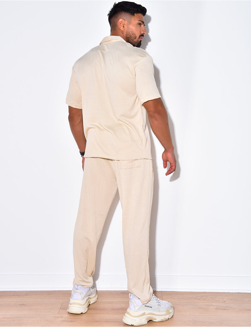 Ensemble pantalon et chemise en relief