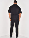 Ensemble pantalon et chemise manches courtes texturé