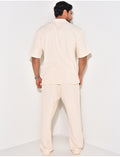 Ensemble pantalon et chemise manches courtes texturé