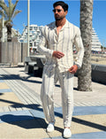 Ensemble pantalon et chemise manches longues à rayures